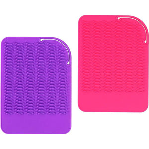 Heat Resistant Silicone Mat for Curling Iron, Hair Tools (Pink, Purple, 6 x 9 in, 2 Pack)