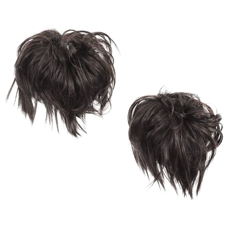 Messy Hair Bun Extension Piece, Synthetic (2 Pack, Brown)