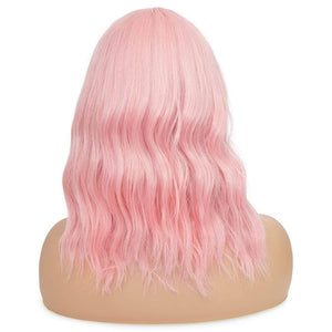 2 Pack Colorful Bob Wigs with Bangs, Shoulder Length (Pink and Blue)