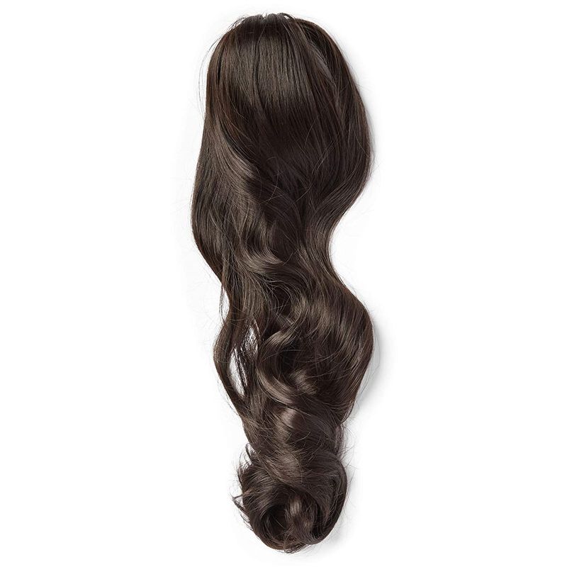 Long Medium Brown Ponytail Extension, Wavy Synthetic Hair (18 In)