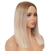 Straight Bob Wig for Women, Ombre Middle Part, Ash Blonde Synthetic Hair (15.5 In)