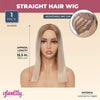 Straight Bob Wig for Women, Ombre Middle Part, Ash Blonde Synthetic Hair (15.5 In)