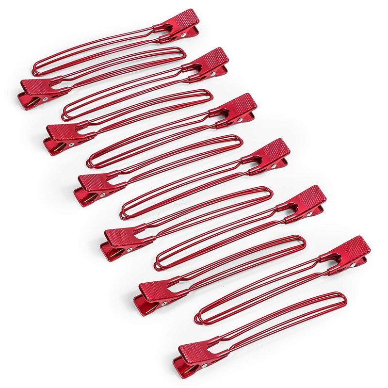 Metal Duckbill Hair Clips, Rose Red Alligator Sectioning Clip (12 Pack)