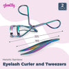 Metallic Rainbow Eyelash Curler and Tweezers for Women (2 Piece Set)