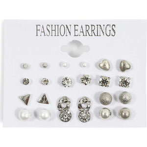 Silver and Gold Stud Earrings Set for Women (48 Pairs)