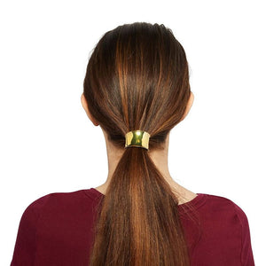 Ponytail Hair Cuff, Gold Metal Elastic Hair Bands for Women (3 Pack)
