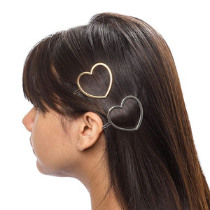 Heart Hair Pin Clips Decorative Gold & Silver Barrettes (8 Pack, 2.2 x 1.7 inch)