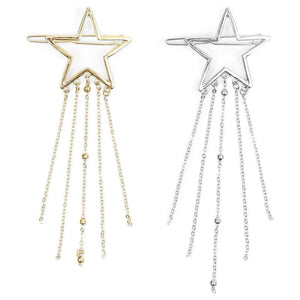 Star & Moon Hair Pin Clips Decorative Gold & Silver Barrettes (8 Pieces)