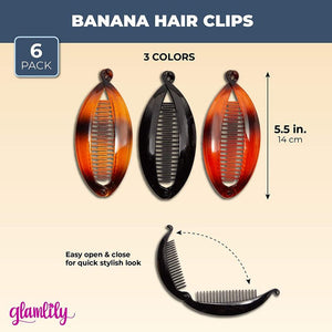 Banana Hair Clips, Thick Hair Accessories for Women, 2 Colors (5.5 In, 6 Pack)
