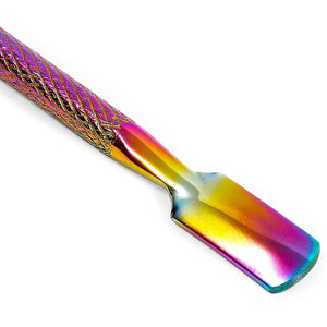 Rainbow Stainless Steel Cuticle Trimmer with Pusher Nail Tools (2 Pieces)