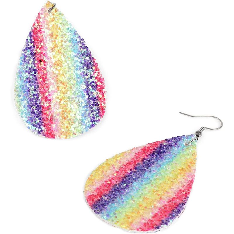 Glitter Teardrop Earrings, 12 Assorted Designs (1.5 x 2.2 In, 12 Pairs)
