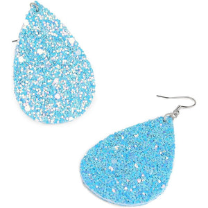 Glitter Teardrop Earrings, 12 Assorted Designs (1.5 x 2.2 In, 12 Pairs)