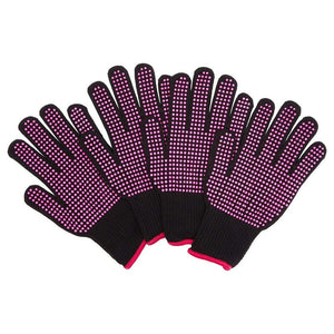 Heat Resistant Gloves for Hair Styling, Curling Iron (Black, Pink, 2 Pairs)