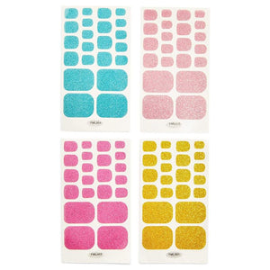Glitter Toe Nail Polish Strips, Nail Art Sticker Decals for Pedicure (16 Sheets)
