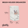 Marble Makeup Brush Holder Organizer with Clear Lid, 14 Brushes Slots Display Case (4.4 x 5.5 x 9.7 in)