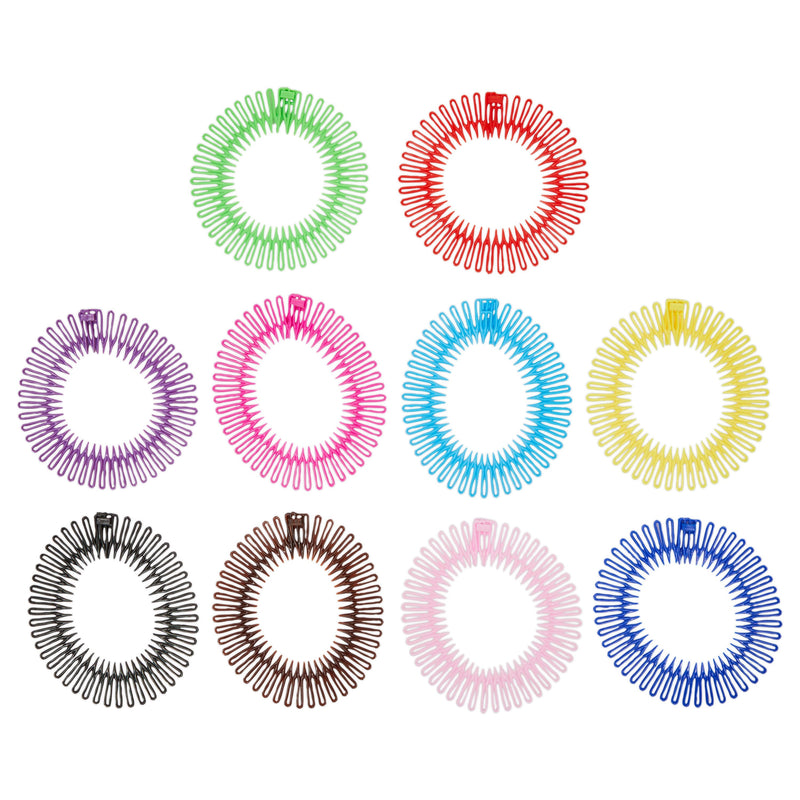90s Zig Zag Circle Headbands with Teeth for Women (10 Colors, 20 Pack)