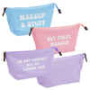 6 Pack Small Cosmetic Canvas Makeup Bags for Women with Zipper, 3 Colors and Designs (8 x 4 x 6 In)