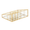 Glass Makeup Organizer with Gold Trim for Vanity, Cosmetic Storage (10.2 x 7.5 x 3.5 In)