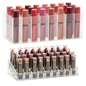 Clear Plastic Lipgloss and Lipstick Organizer for Vanity, 60 Slots (2 Pack)