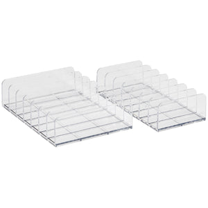 2 Pack Clear Divided Eyeshadow Palette Organizer, Plastic Makeup Storage Holder for Vanity & Countertop, 2 Sizes