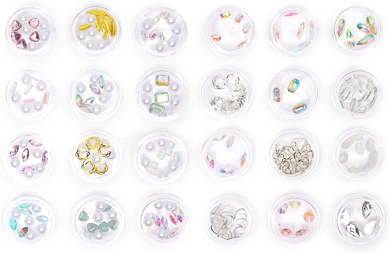 24 Pack 3D Nail Charms Kit Set with Rhinestones, Pearls for Manicures, Acrylic Nails, DIY Slime, Crafts, Jewelry Making, 24 Designs