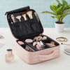 Pink Makeup Bag with Dividers, Travel Cosmetic Storage Case (10.2 x 9.4 x 3.7 In)