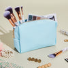 3 Pack Faux Leather Makeup Bag with Zipper, Travel Cosmetic Pouches (3 Pastel Colors)