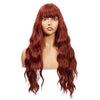 27-Inch Long Wavy Wig with Bangs for Women, Auburn Synthetic Hair with Adjustable Wig Cap for Formal Occasions, Casual Parties and Get-Togethers, and Cosplay Costumes