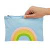 12 Pack Rainbow Pastel Canvas Makeup Bags for Women with Zipper, 4 Colors and 6 Designs (8 x 6 In)
