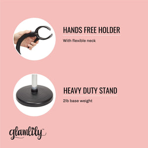 Adjustable Hands-Free Hair Dryer Stand Holder 360 Degree Rotation, Compatible with Compact Styling Tools