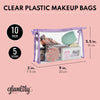 10 Pack Clear Cosmetic Bags with Zipper for Makeup, Travel Size Toiletries (5 Colors, 9.6 x 2 x 5.5 In)