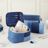 3-Piece Retro Jean Cosmetic Makeup Bag Set For Travel, Beauty Organization, Cotton Denim (3 Sizes: Large, Medium, Small)