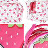 Set of 2 Strawberry Makeup Bag for Face Powder, Mascara, Lipgloss, Clear Travel Bags for Toiletries (2 Designs)
